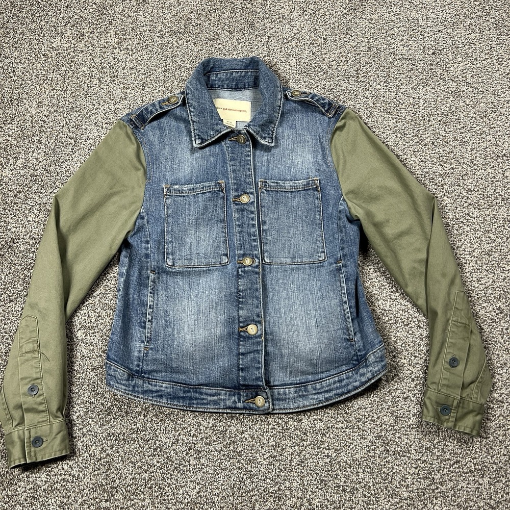 Anthropologie Pilcro Jacket Womens XS Blue Tie Back‎ Button Utility Denim